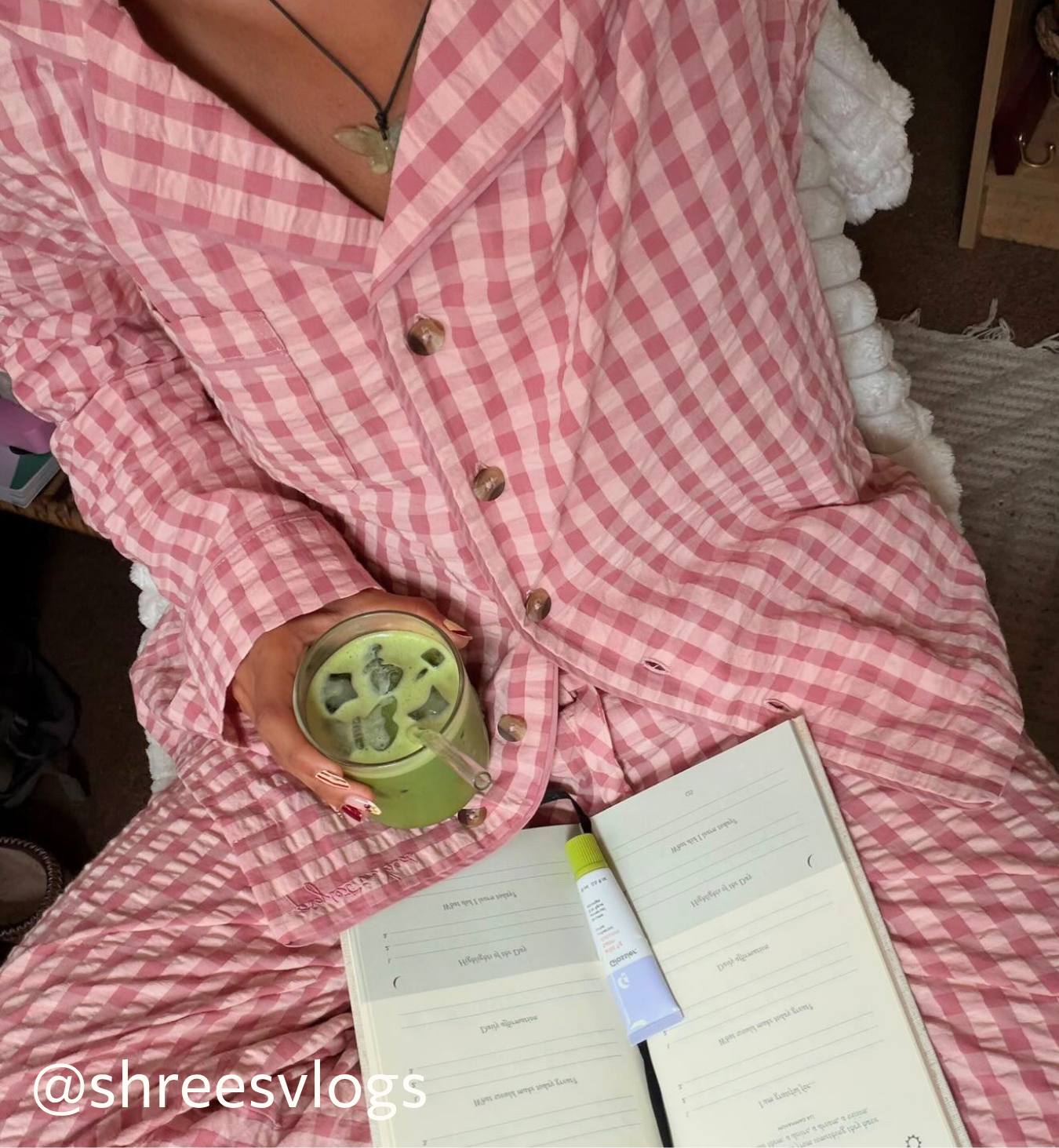 Dusty Pink & Rose Gingham Cotton Trouser Set