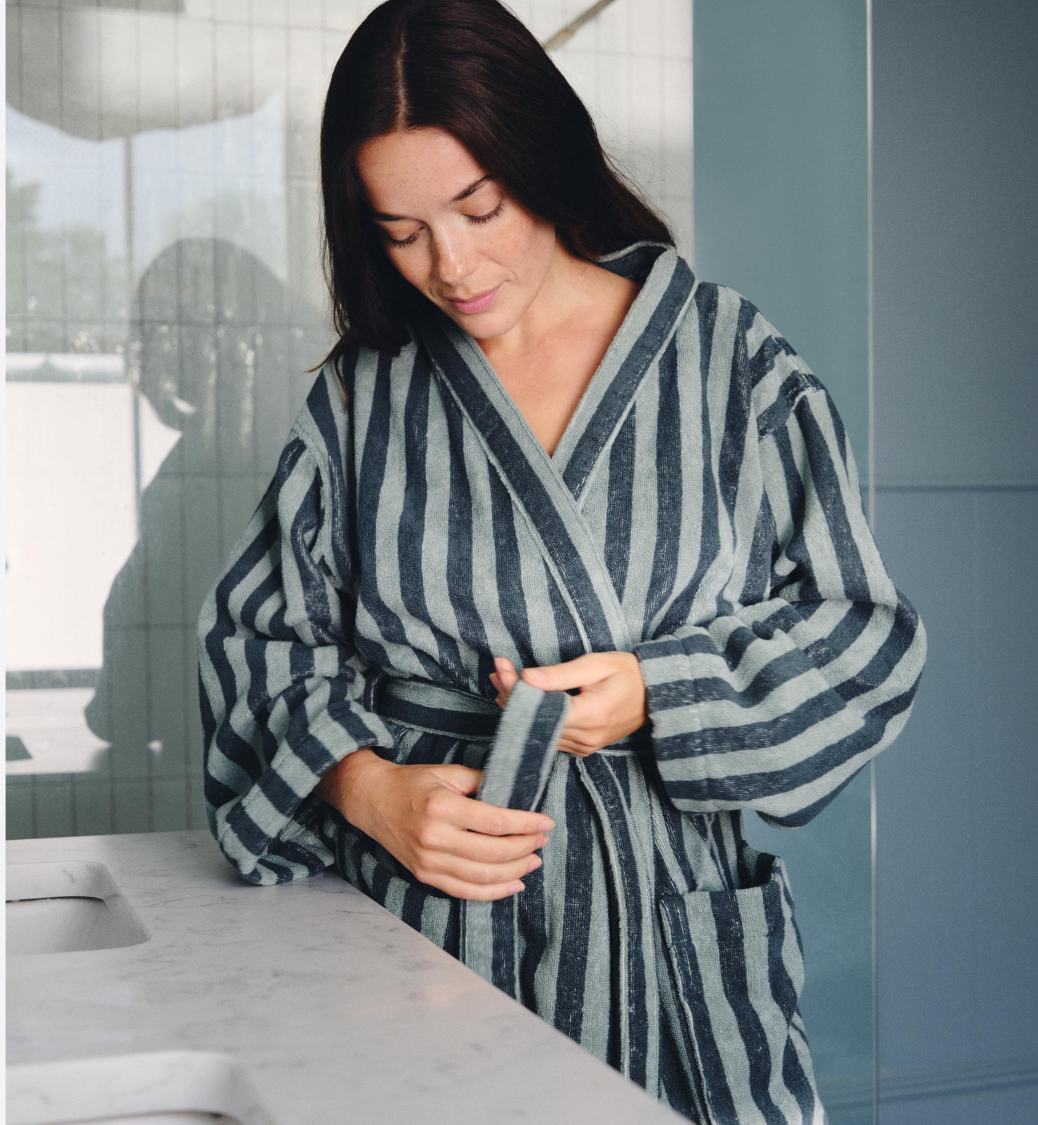Pine Green Pembroke Stripe Cotton Robe