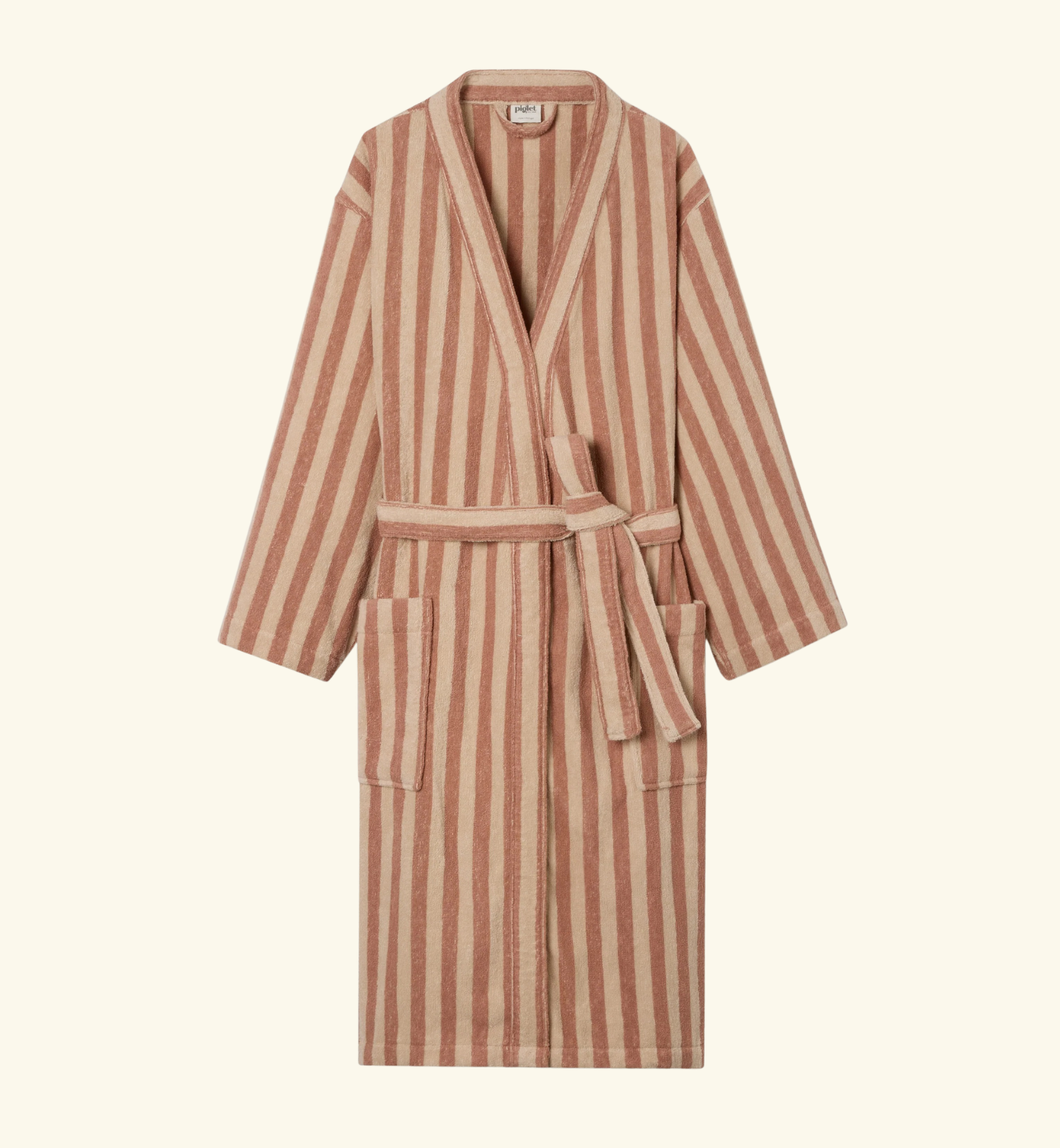 Sand Shell Pembroke Stripe Cotton Robe