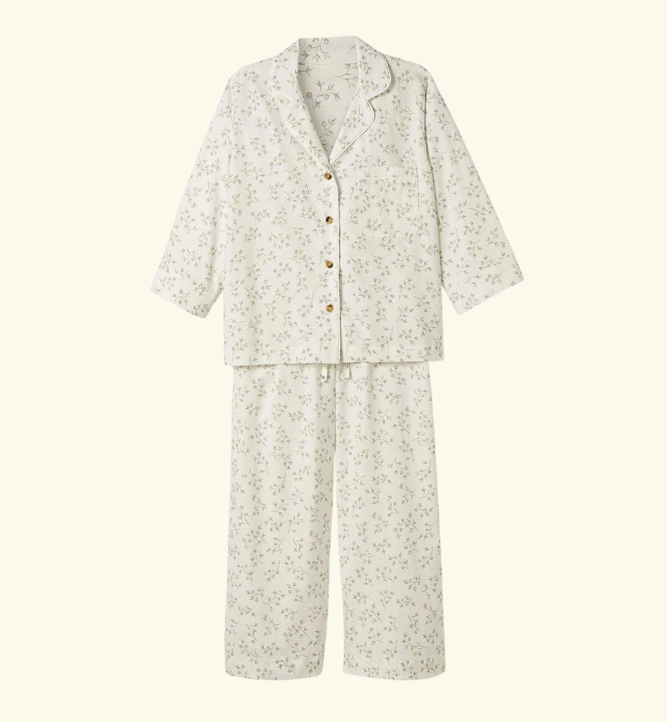 Spring Sprig Floral Cotton Cropped Trouser Set