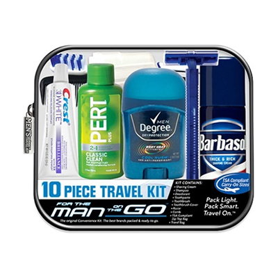 Mens' Deluxe Brand Travel Kits - 10 Pieces