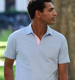 Men's pale blue polo shirt