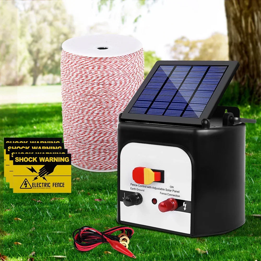 Fence Energiser 8KM Solar Powered Electric 2KM Poly Wire