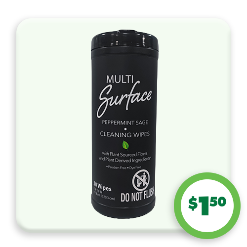 $1.50 30-ct. Peppermint Sage Multi-Surface Cleaning Wipes