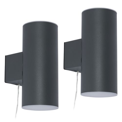 2 Pack of Bao Outdoor Solar LED Up and Down Wall Light - Anthracite