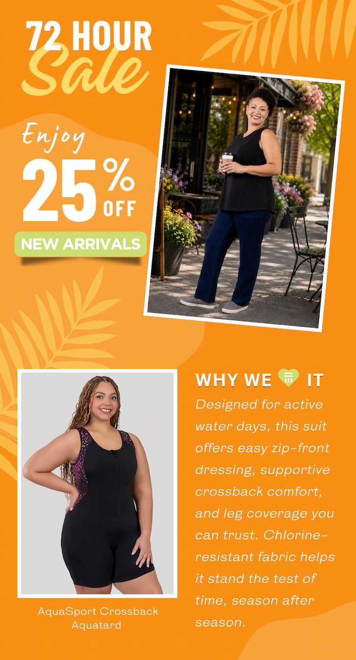 72 Hour Savings - 25% Off JunoActive Plus-Size Clothing - New Arrivals!