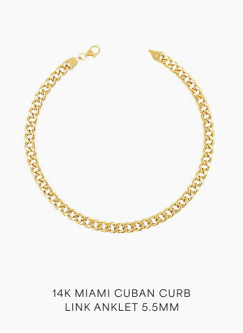 14K Miami Cuban Curb Link Anklet 5.5mm