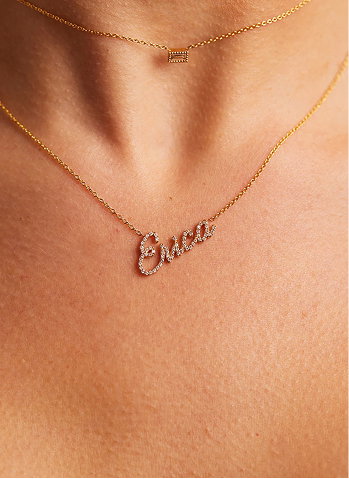 Diamond Custom Script Name Necklace
