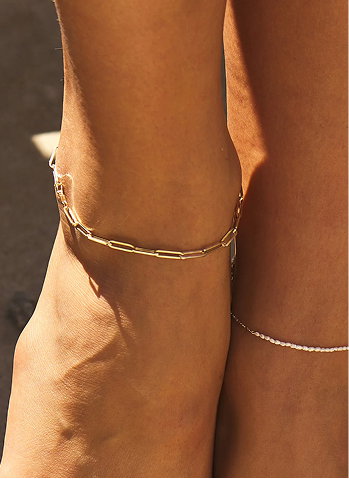 14K Signature Paperclip Chain Anklet