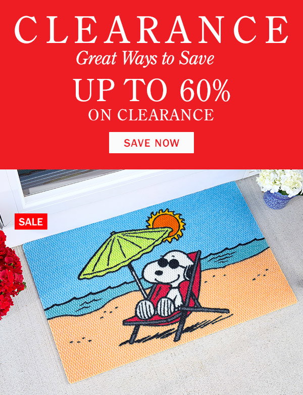 Clearance. Great Ways to Save Up to 60% On Clearance. Save Now. Sale: Peanuts Snoopy's Beach Day Indoor/Outdoor Rug and Doormat