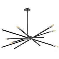 Archer 6 Light 42.5 inch Satin Black with Brushed Nickel Indoor Chandelier Ceiling Light by Hinkley
