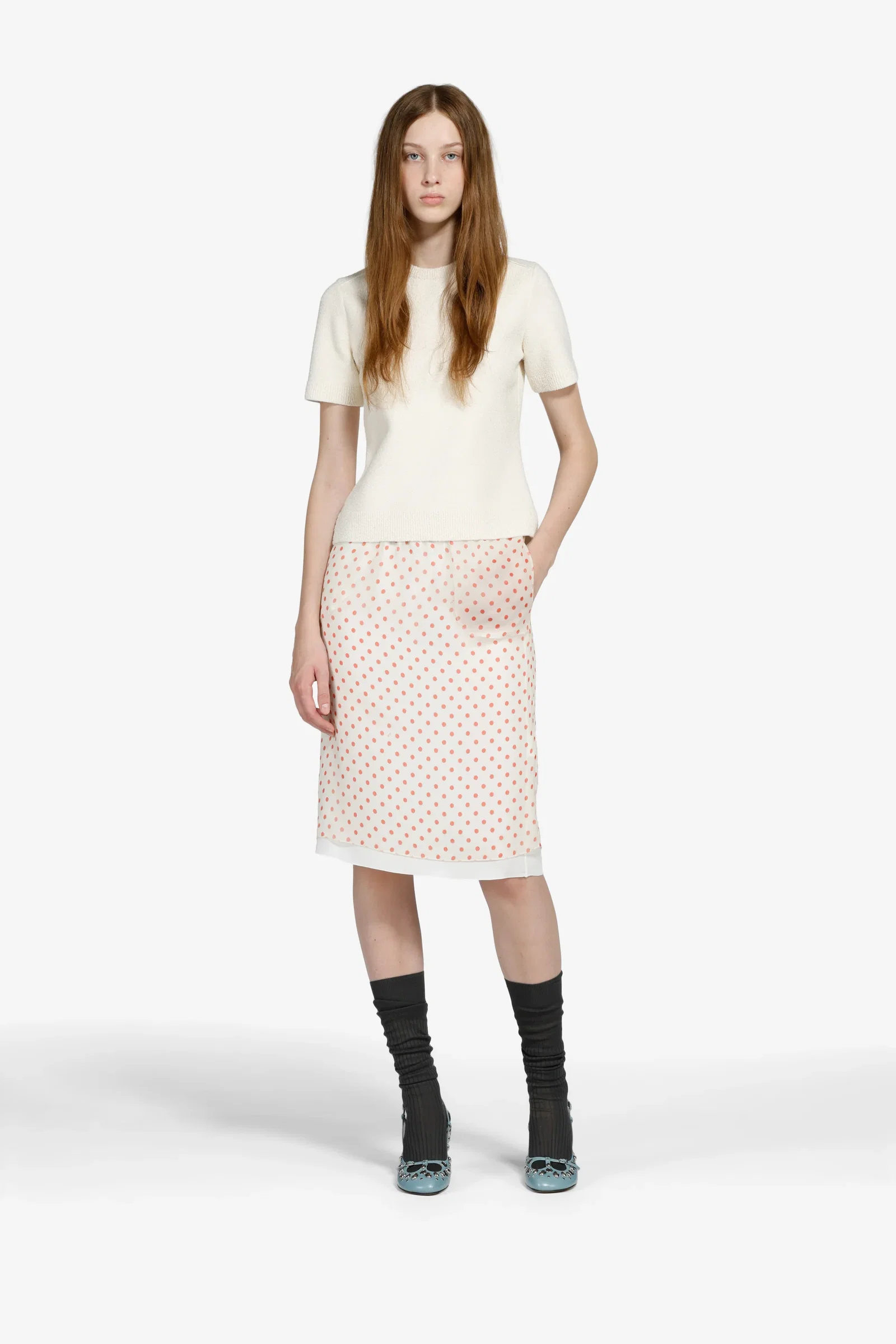 Image of Polka dot pencil skirt
