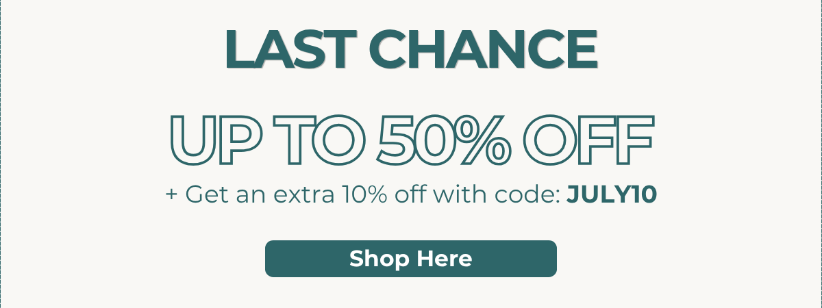 Up to 50% off + an extra 10% off with code: JULY10