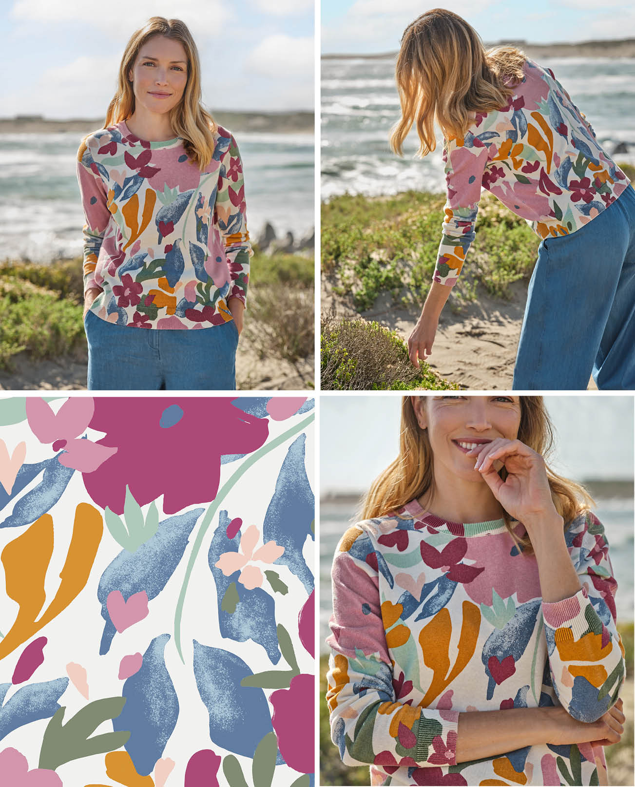 Bedruckter Pullover mit Rundhalsausschnitt