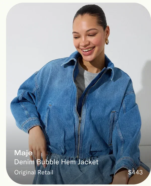 Maje Denim Bubble Hem Jacket Original Retail $443