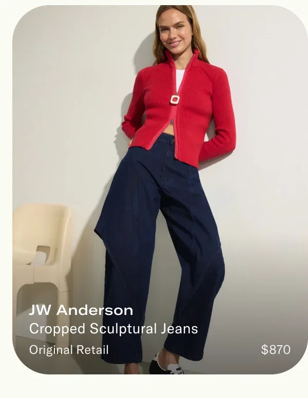 JW Anderson Cropped Sculptural Jeans Original Retail $870