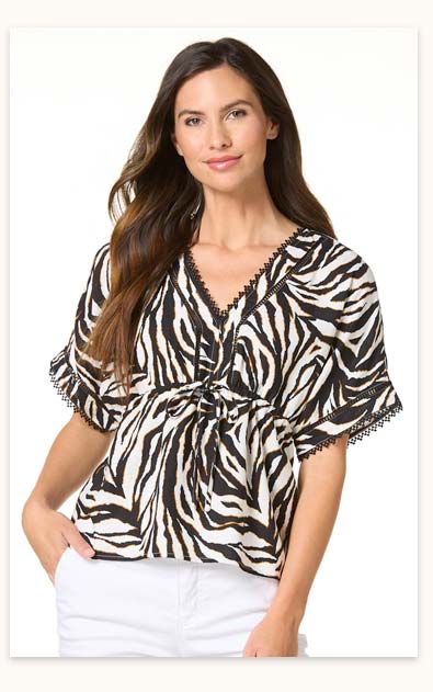 Shop Zebra Tie Waist Top