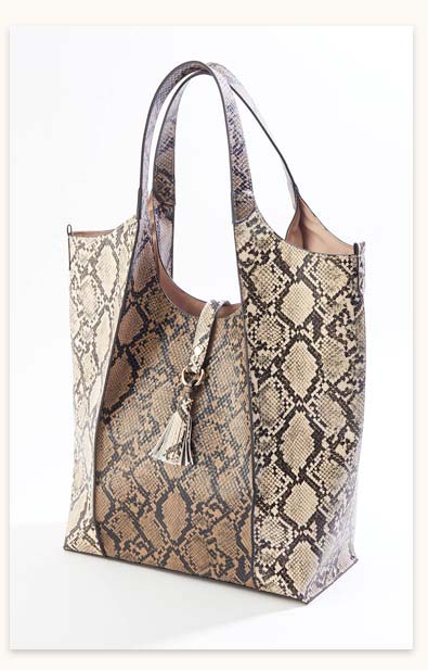Shop Snakeskin Inverted Seam Hobo Bag