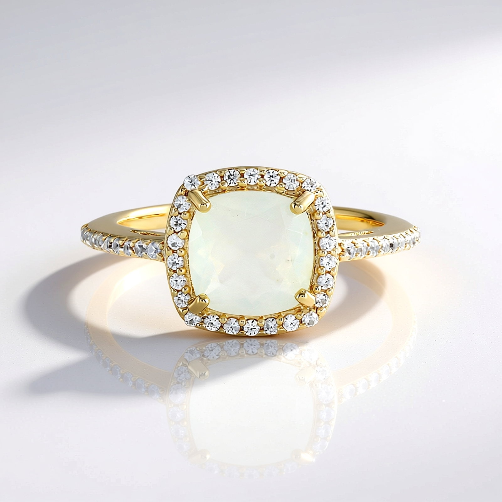 Zilveren Ring met Roségouden Plating en Witte Cambodjaanse Zirkonen – 0,16 ct Geometrisch