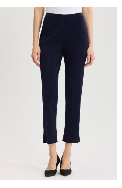 Knit Straight-Leg Ankle Pants, Indigo