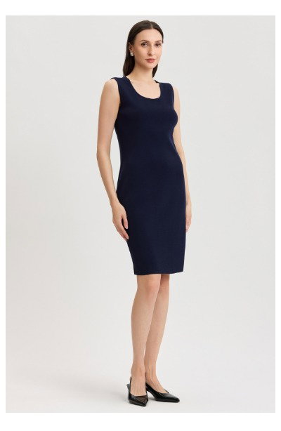 Sleeveless Sheath Knit Dress, Indigo