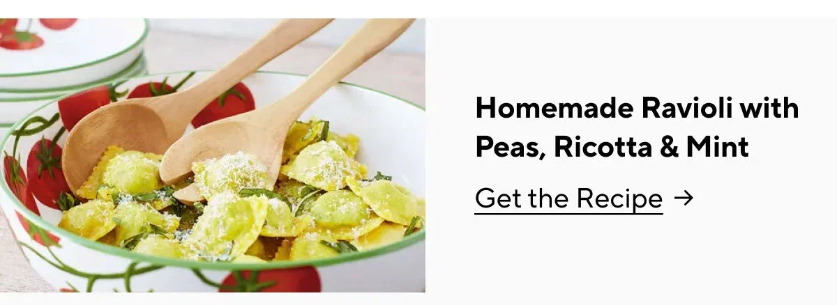 Homemade Ravioli with Peas, Ricotta & Mint