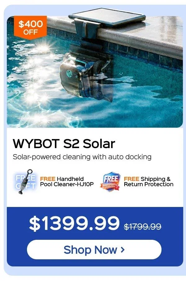 WYBOT S2 Solar with Solar-Powered Charging Dock Robotic Pool Cleaner
