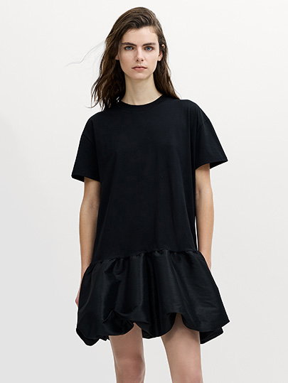 Sivine Black Bubble Hem Mini Dress