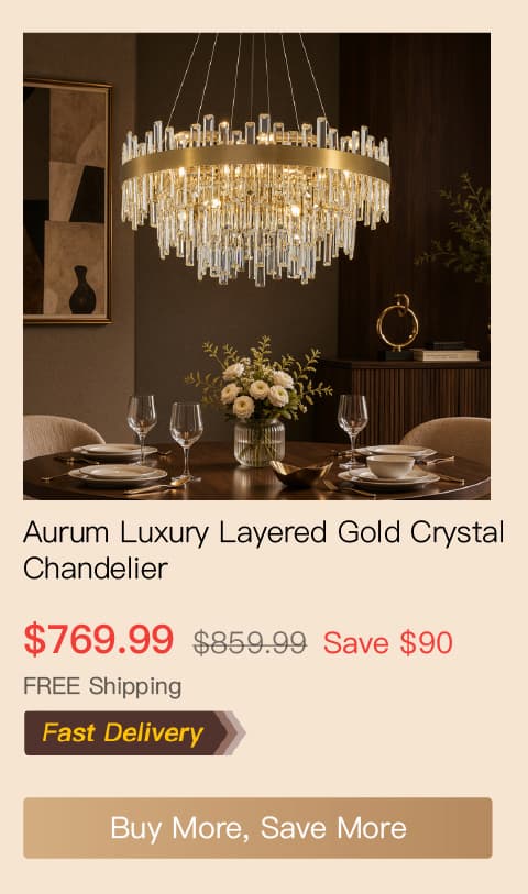 Aurum Luxury Layered Gold Crystal Chandelier