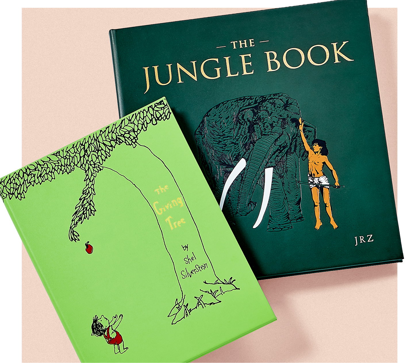 Leather-bound editions of The Jungle Book and The Giving Tree.
