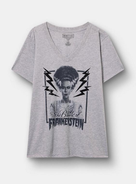 Universal Bride of Frankenstein Classic Cotton V-Neck Tee