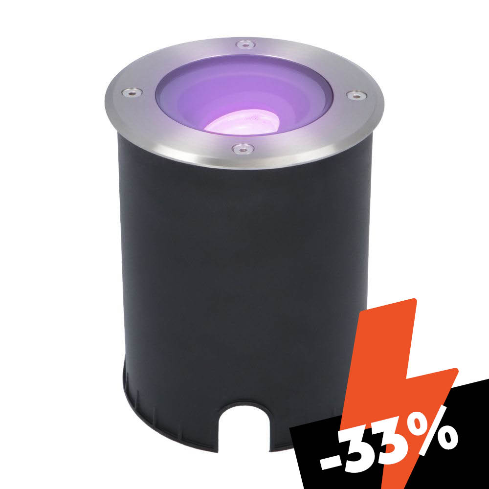 Lilly Smart Outdoor Ground Spotlight – 4.8 watts, 345 lumens – RGBWW – Wi-Fi + Bluetooth – Tiltable – Controllable via app – IP67 – Google Home, Amazon Alexa and Siri – Stainless steel