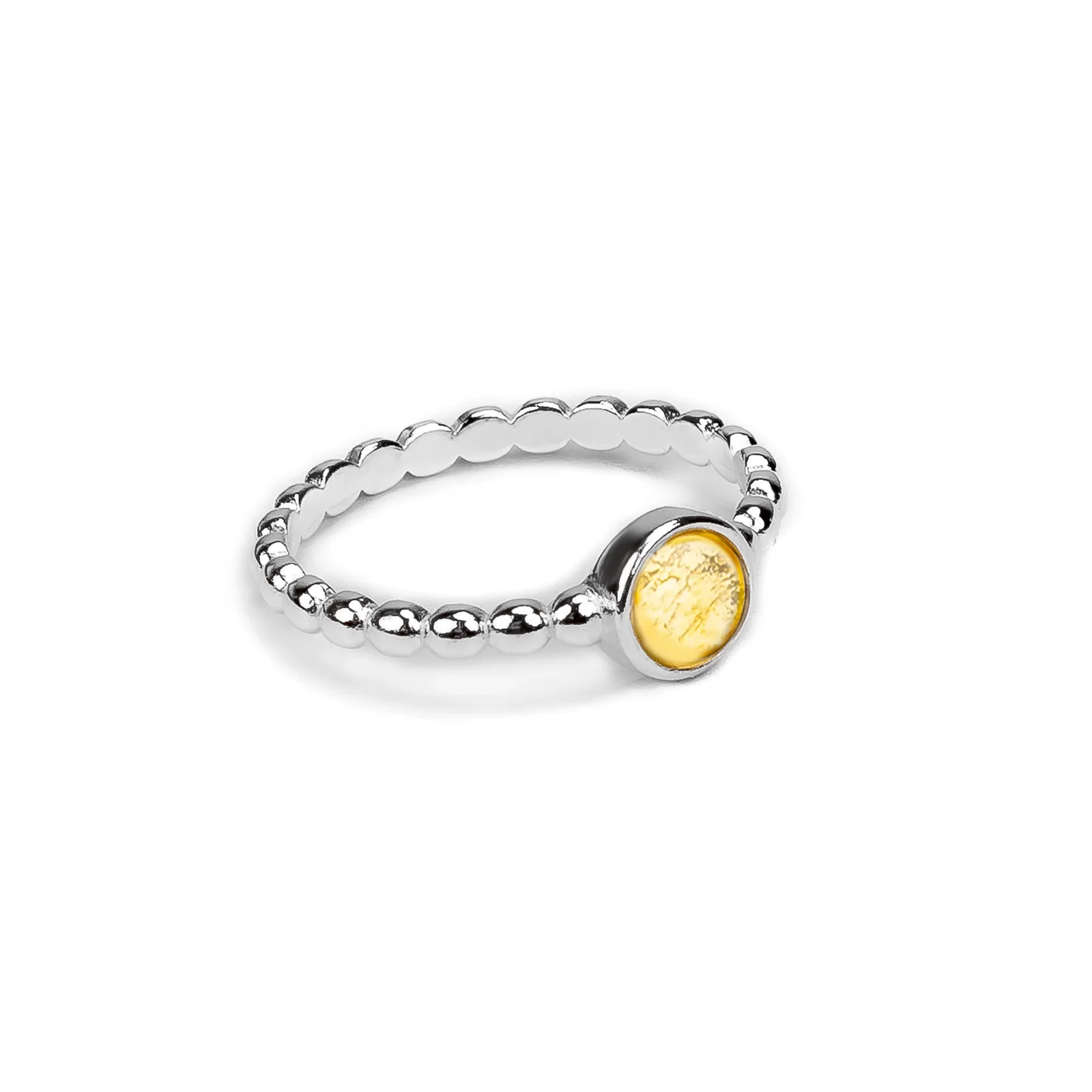 Image of Round Charm Bead Ring in Silver and Citrine