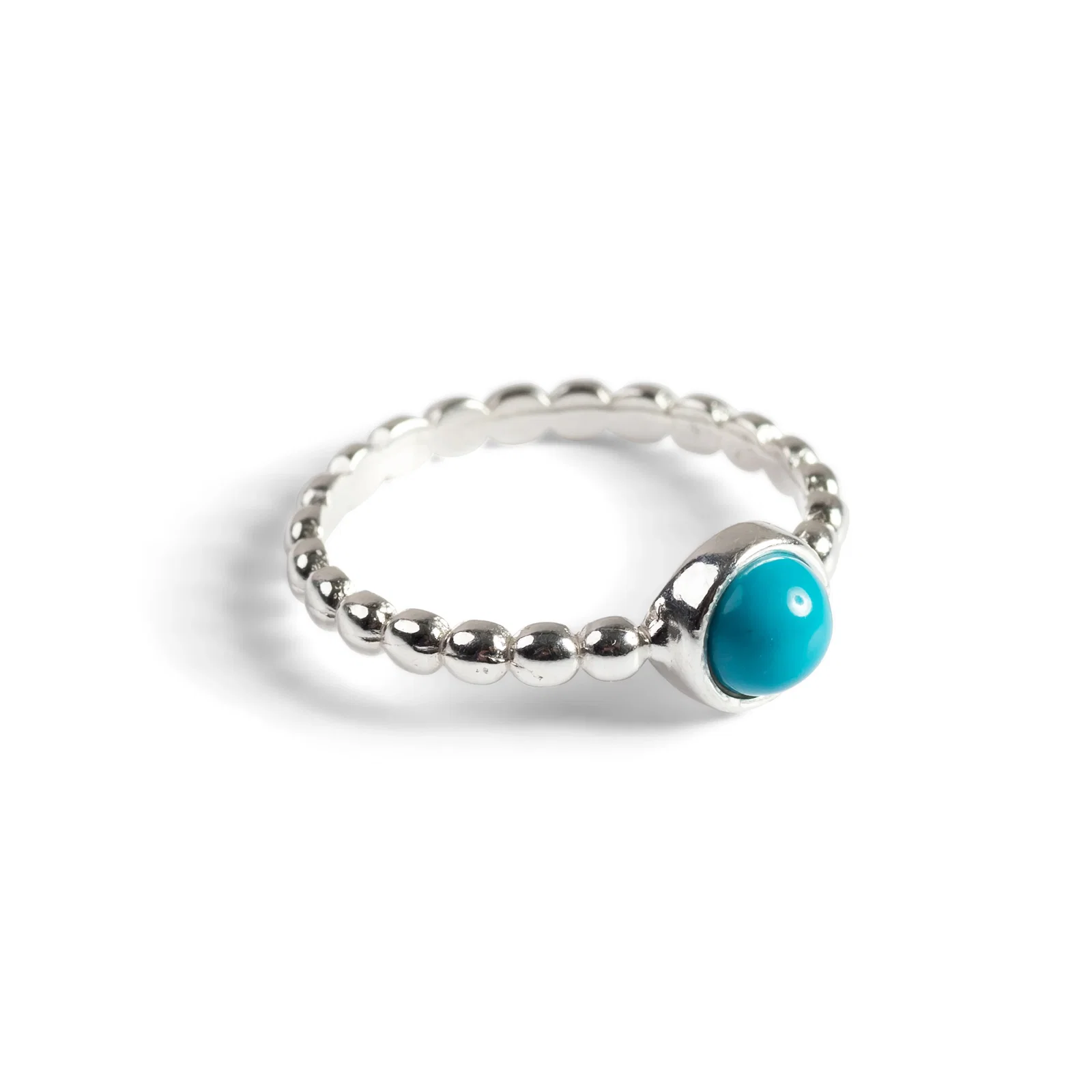 Image of Round Charm Bead Ring in Silver and Turquoise