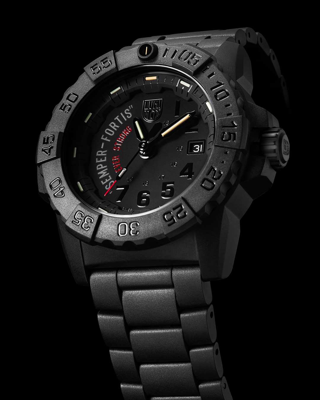 Watch detail shot on black background