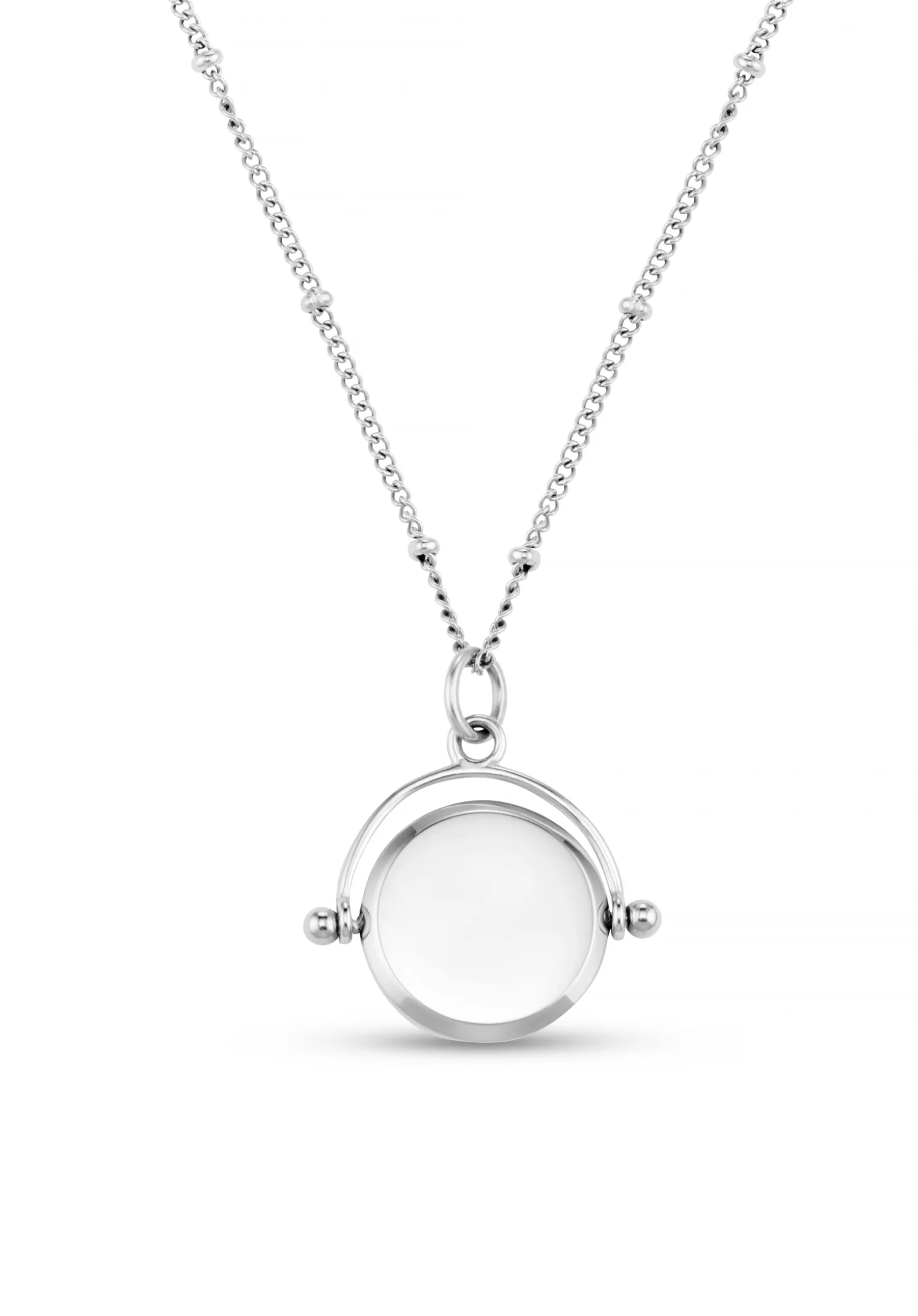 Image of LUXE Faceted Disc Spinner Necklace - Silver