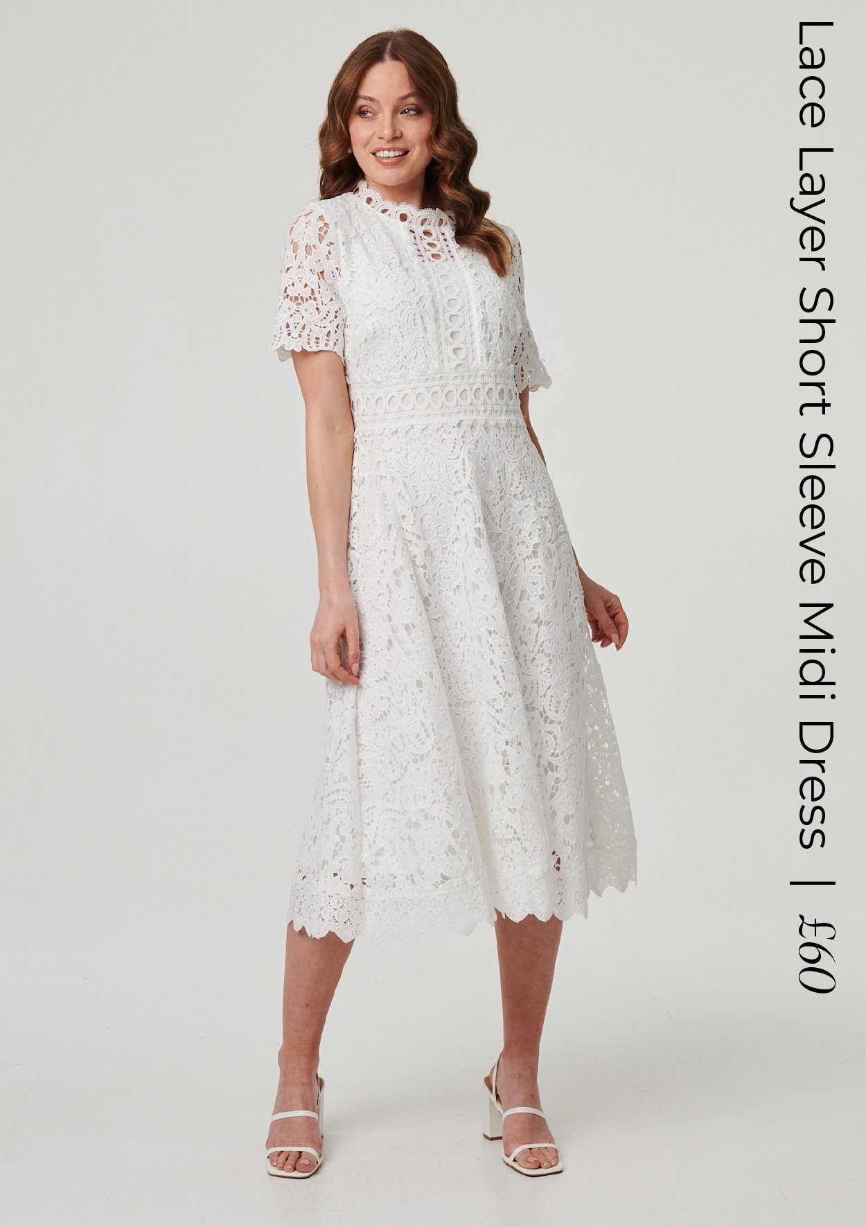 Lace Layer Short Sleeve Midi Dress | Shop Now