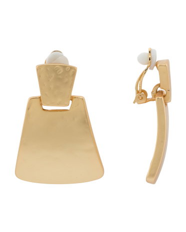 Gold Hammered Clip On Earrings