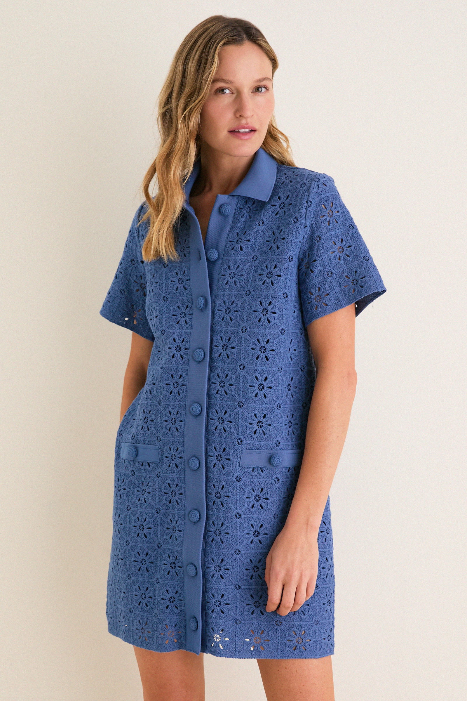 Image of Allure Crochet Tile Jeanine Shift Dress