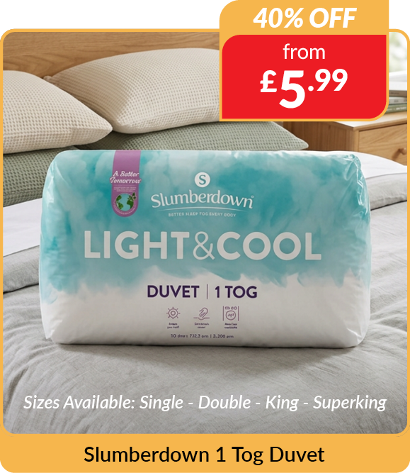Slumberdown Light and Cool 1 Tog Duvet. 40% off - from £5.99