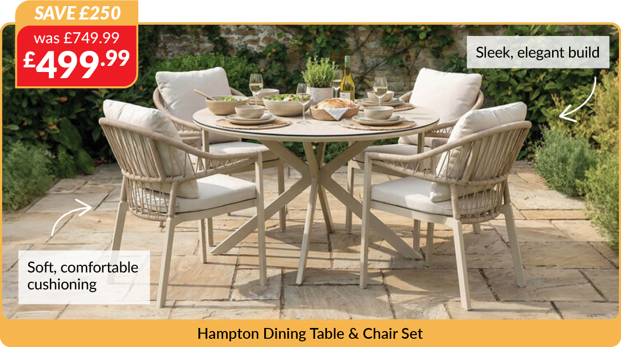 Hampton Dining Table and Chair Set. Save £250 - was £749.99 now £499.99
