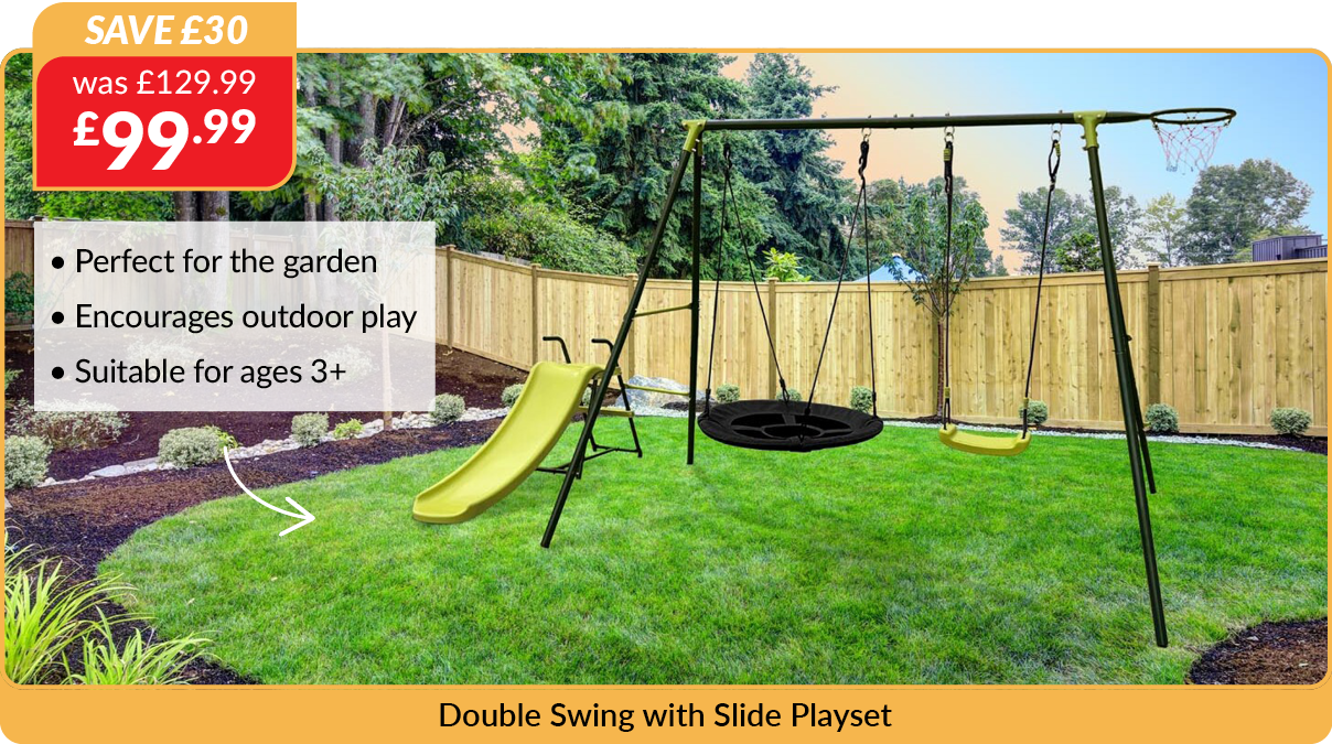Double Swing with Slide Playset. save £30 - was £129.99 now £99.99