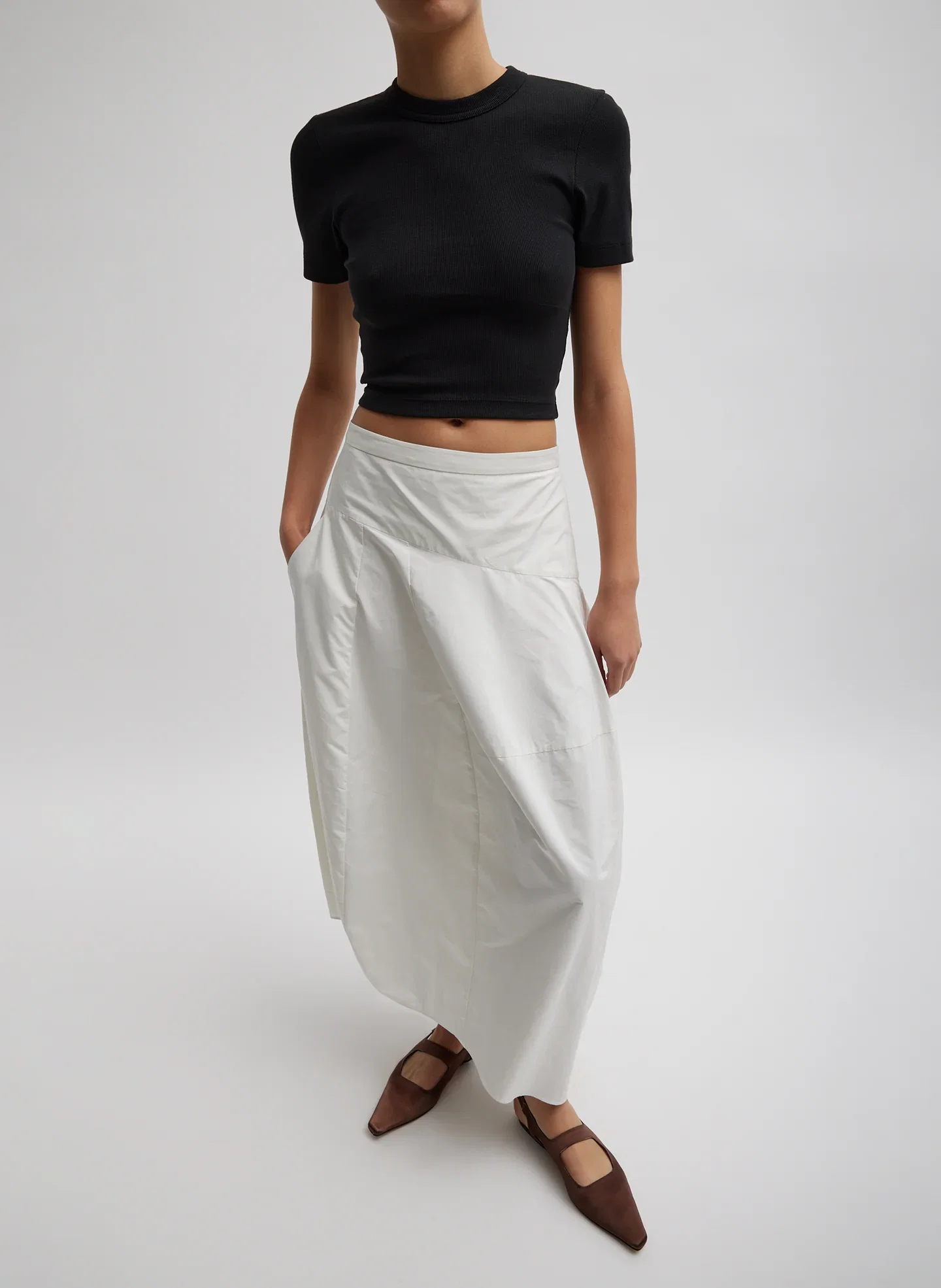 Image of Nylon Asymmetrical Balloon Skirt