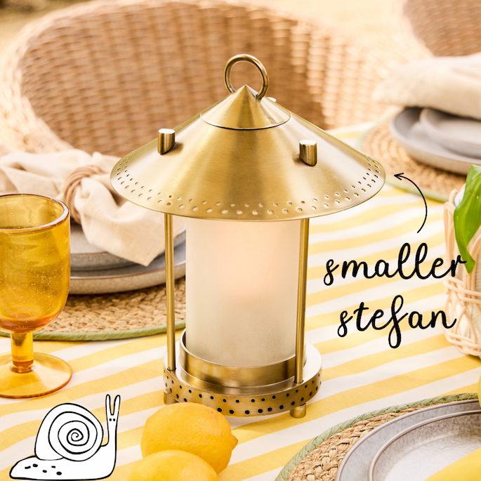smaller stefan rechargeable lantern in antique brass by the novogratz
