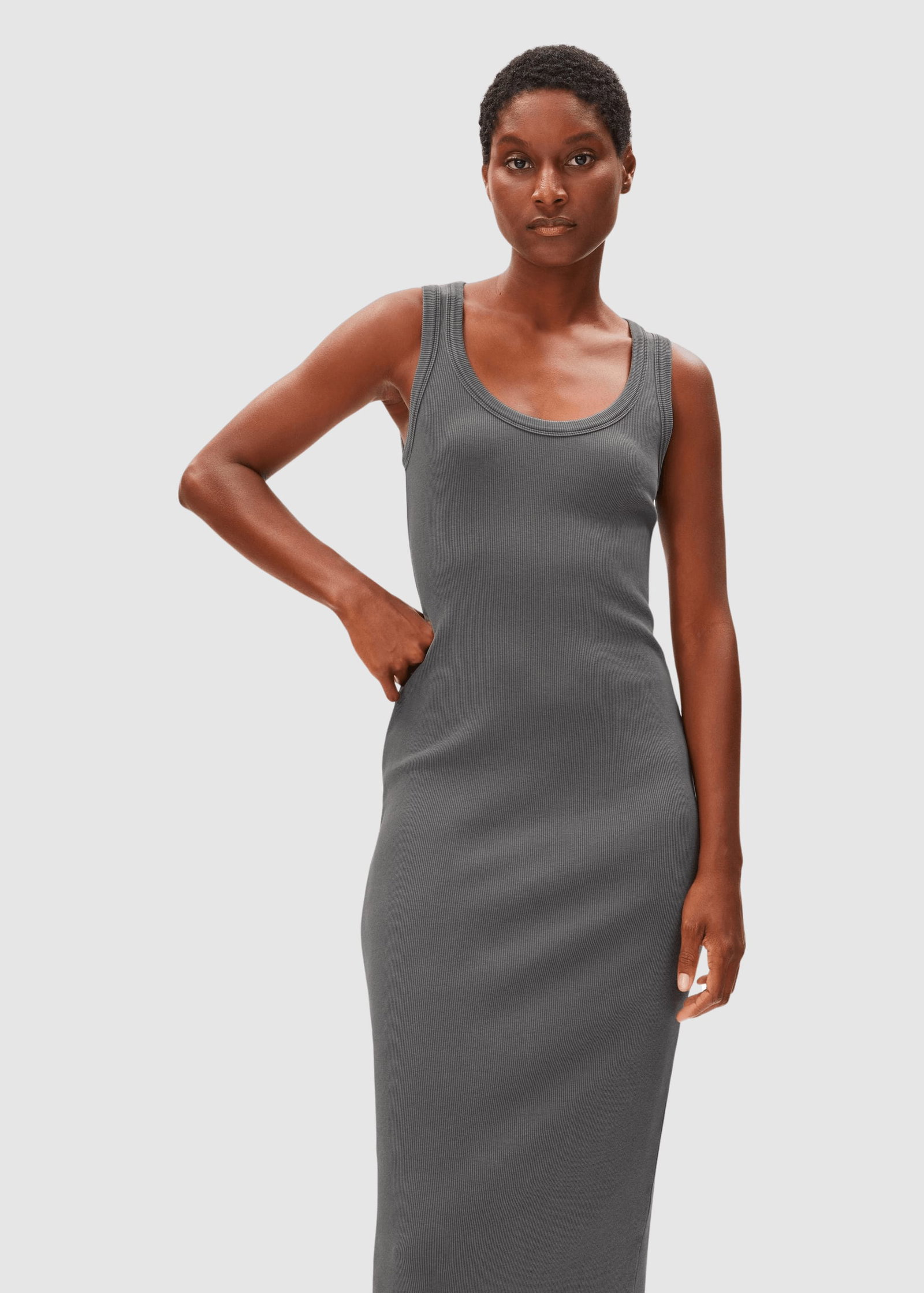 Gmt Dye Bodycon Rib Dress Space Steel