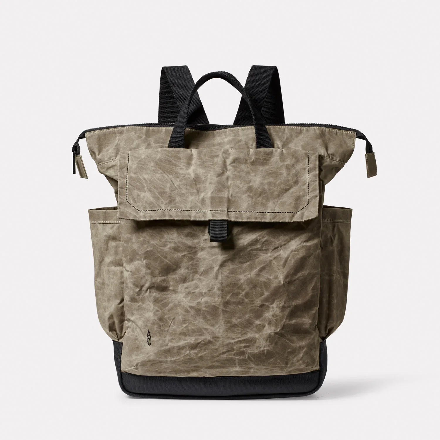 Image of Frik Papery Waxed Cotton Backpack in Mineral