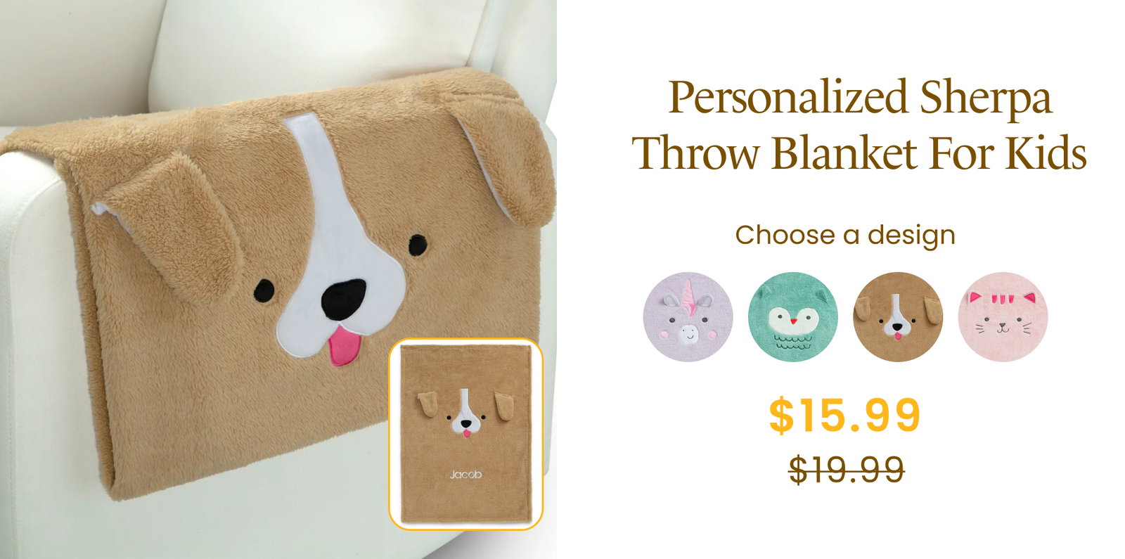 Shop Personalized Sherpa Throw Blanket for Kids