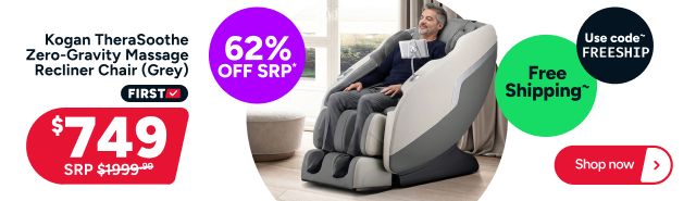 Kogan TheraSoothe Zero-Gravity Massage Recliner Chair (Grey)