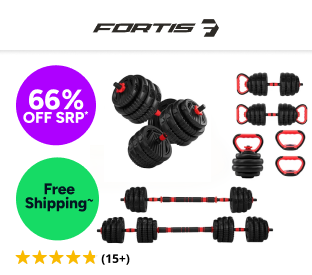 Fortis 6-in-1 40kg Adjustable Weight Dumbbell Set Product Image