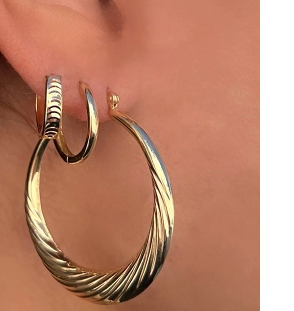 Large Croissant Twist Hoop Earrings